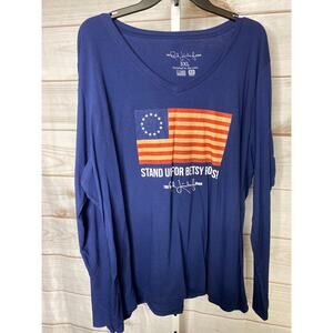 New Rush Limbaugh Show Women's 3XL Stand for Betsy Ross Long Sleeve T-Shirt Top